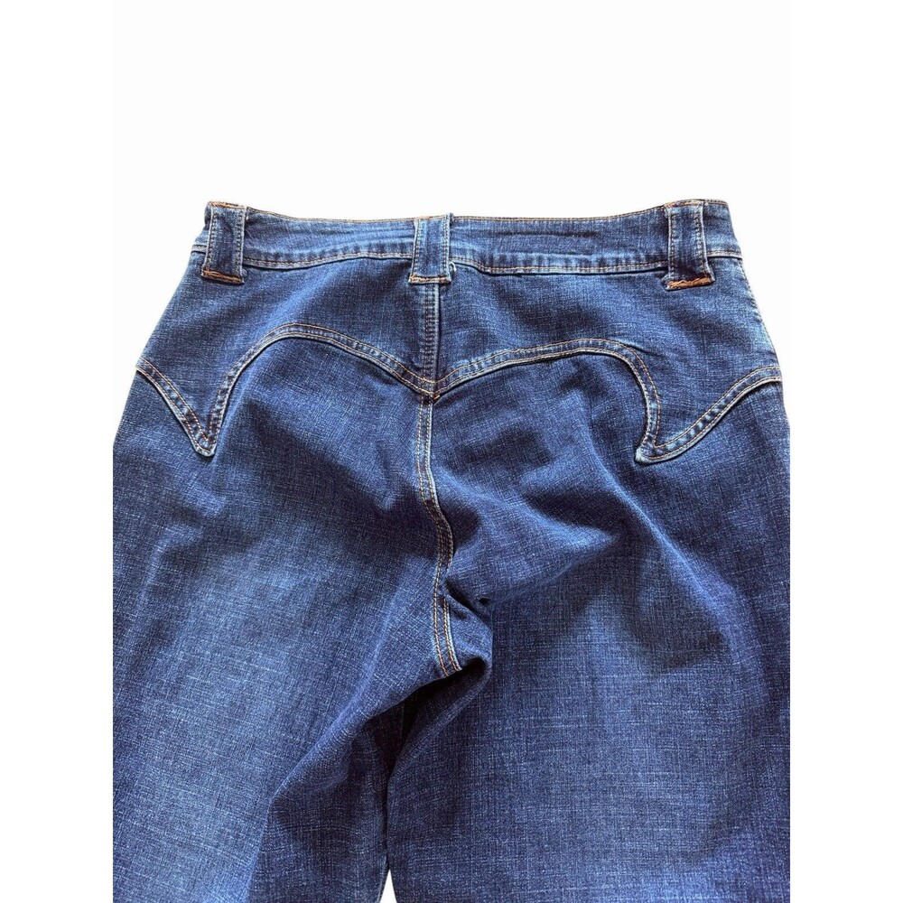 Y2K Mu Jeans Size 12 Western Cowgirl Split Hem Flare Jeans Rodeo Boho Festival - Picture 8 of 9